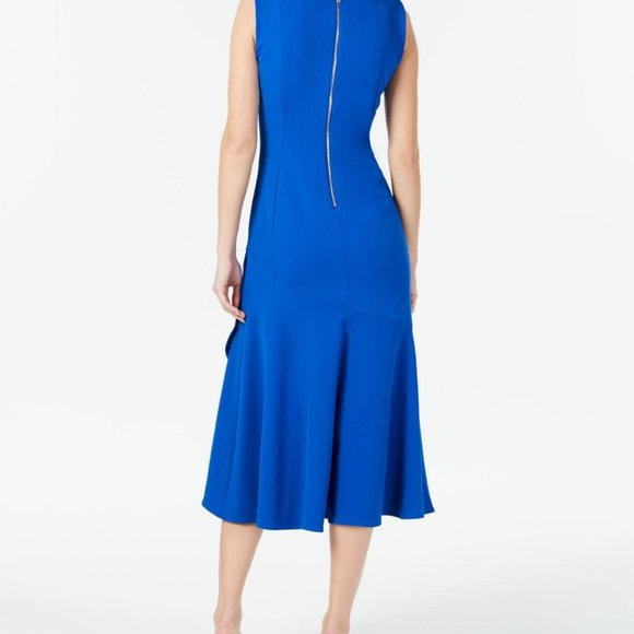 Calvin Klein High Low Wrap Hem Dress Blue Sz 4 - Picture 3 of 7